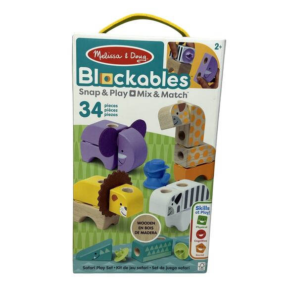 Melissa and Doug Blockables Snap and Play 34 Piece Safari Play Set New - Picture 1 of 4